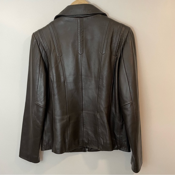 Avanti Genuine Leather Jacket Womens M Dark Brown Full Zip Fitted Design Biker - Picture 6 of 13